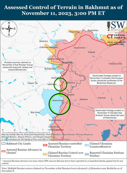 Mappa delle operazioni militari al 12 novembre 2023 - situazione al fronte