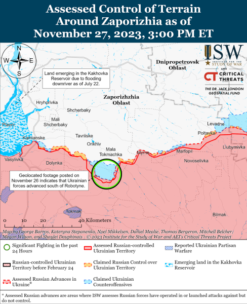 Mappa delle operazioni militari al 28 novembre 2023 - situazione al fronte