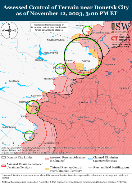 Mappa delle operazioni militari al 13 novembre 2023 - situazione al davanti