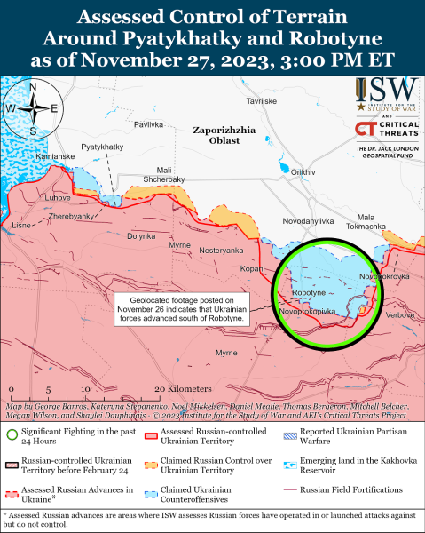 Mappa delle operazioni militari al 28 novembre 2023 - situazione al fronte