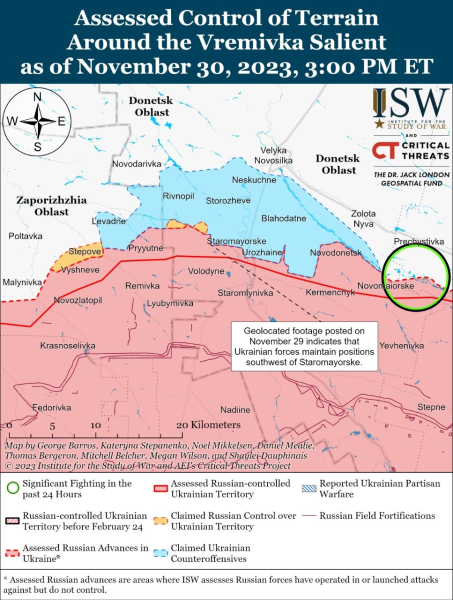 Mappa delle operazioni militari al 1 dicembre 2023 - situazione al fronte