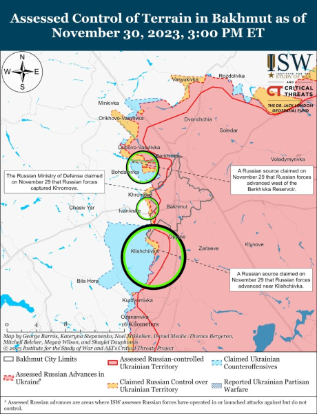 Mappa delle operazioni militari al 1 dicembre 2023 - situazione al fronte