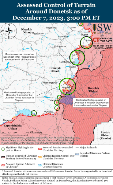 Mappa delle operazioni militari all'8 dicembre 2023 - situazione a la parte anteriore