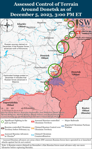 Mappa delle operazioni militari per il 6 dicembre 2023 — situazione al fronte