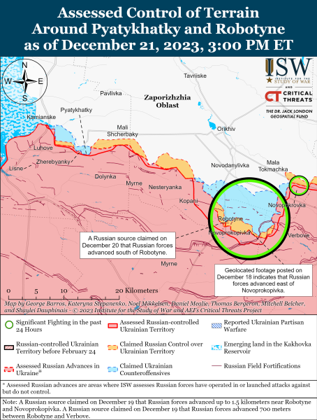 Mappa delle operazioni militari al 22 dicembre 2023 - situazione al fronte