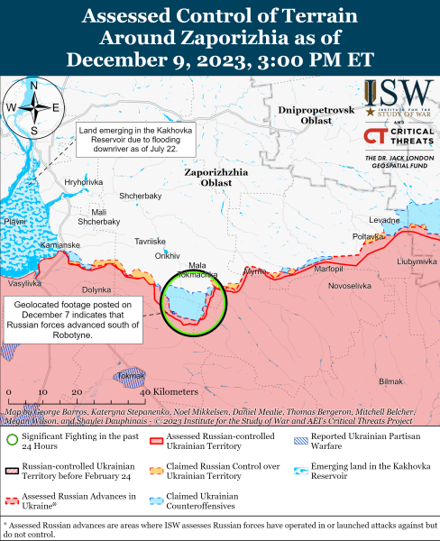 Mappa delle operazioni militari al 10 dicembre 2023 &ndash ; situazione al fronte