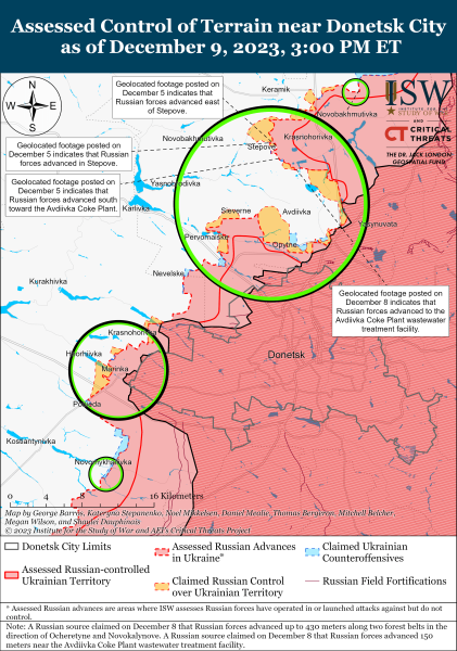 Mappa delle operazioni militari al 10 dicembre 2023 - situazione al fronte