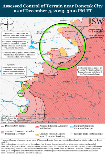 Mappa delle operazioni militari per il 6 dicembre 2023 - situazione al fronte