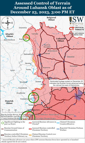 Mappa delle operazioni militari al 24 dicembre 2023 - situazione al fronte