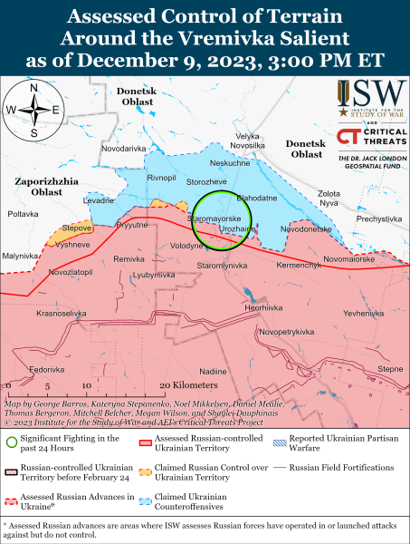 Mappa delle operazioni militari al 10 dicembre , 2023 - situazione al fronte