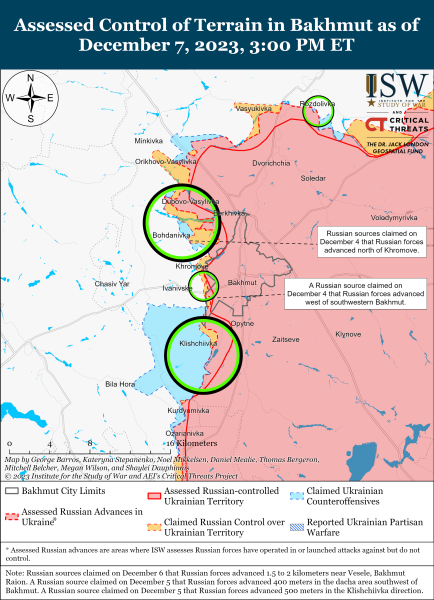 Mappa delle operazioni militari all'8 dicembre 2023 — situazione al fronte