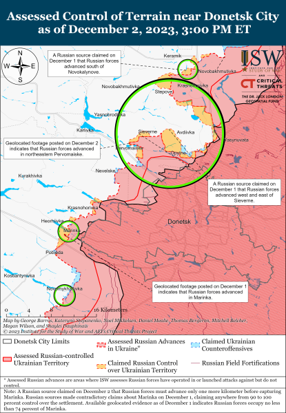 Mappa delle operazioni militari per il 3 dicembre 2023 - situazione al fronte 