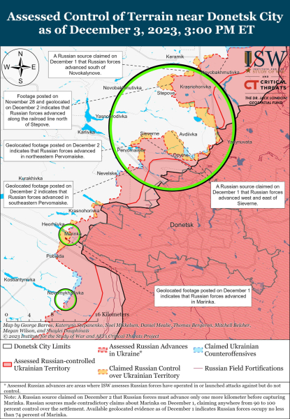 Mappa delle operazioni militari per il 4 dicembre 2023 - situazione al fronte