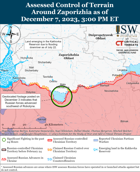 Mappa delle operazioni militari all'8 dicembre 2023 — situazione al fronte