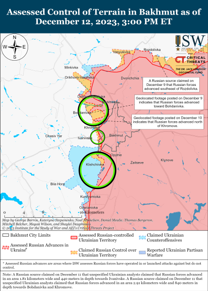 Mappa delle operazioni militari al 13 dicembre 2023 — situazione al fronte