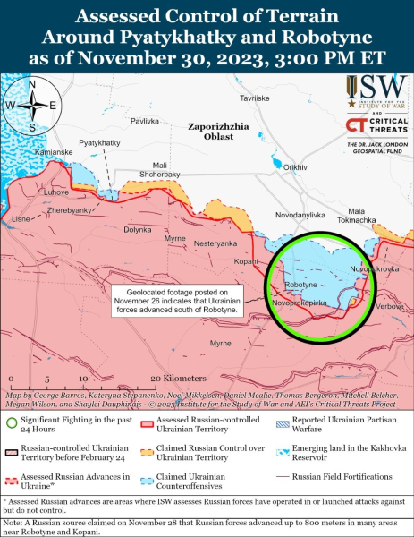 Mappa delle operazioni militari al 1 dicembre 2023 — situazione al fronte