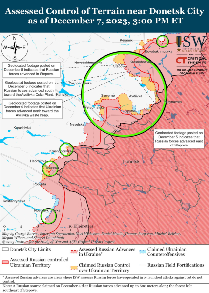 Mappa delle operazioni militari all'8 dicembre 2023 - situazione al fronte