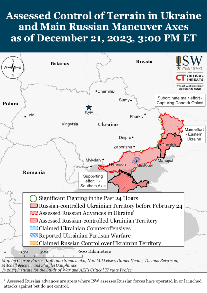 Mappa delle operazioni militari al 22 dicembre 2023 - situazione al fronte