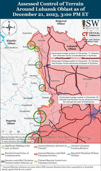 Mappa delle operazioni militari al 22 dicembre , 2023 - situazione al fronte