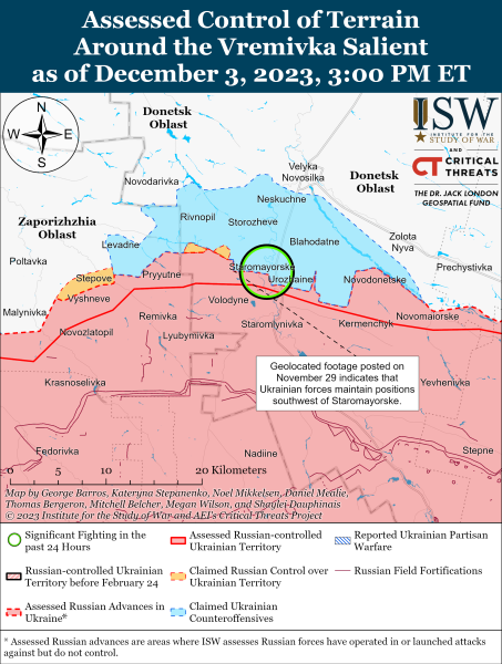 Mappa delle operazioni militari per il 4 dicembre 2023 - situazione al fronte