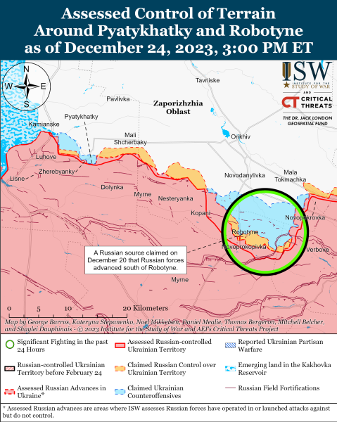 Mappa delle operazioni militari al 25 dicembre 2023 - situazione al fronte