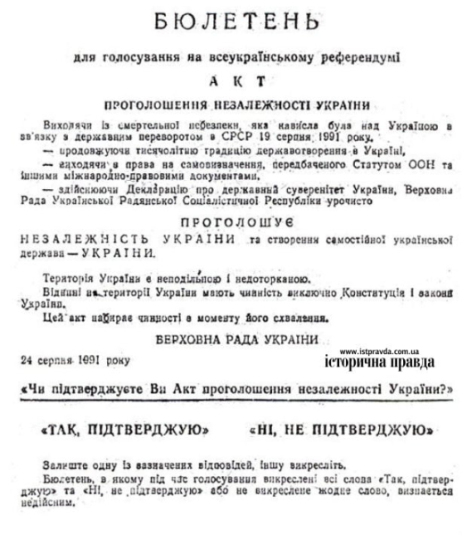 Un punto nell'esistenza dell'URSS: cosa un evento storico: il referendum sull'indipendenza dell'Ucraina è stato importante