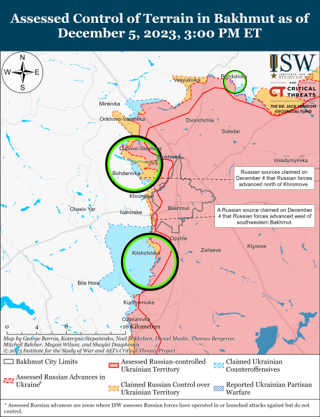 Mappa delle operazioni militari per il 6 dicembre 2023 - situazione al fronte