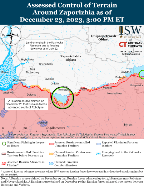 Mappa delle operazioni militari al 24 dicembre 2023 - situazione al fronte