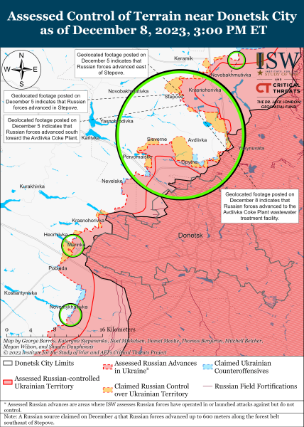Mappa delle operazioni militari al 9 dicembre 2023 - situazione al fronte