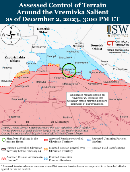 Mappa delle operazioni militari al 3 dicembre 2023 – situazione al fronte