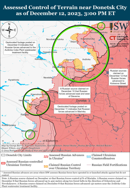 Mappa delle operazioni militari al 13 dicembre 2023 - situazione al fronte