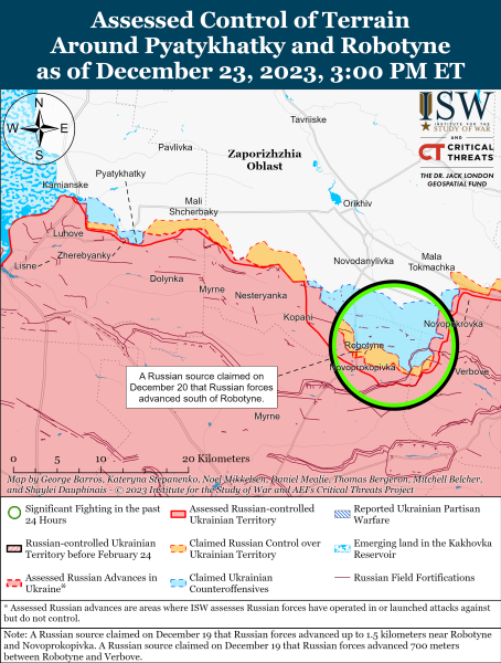 Mappa delle operazioni militari al 24 dicembre 2023 - situazione al fronte