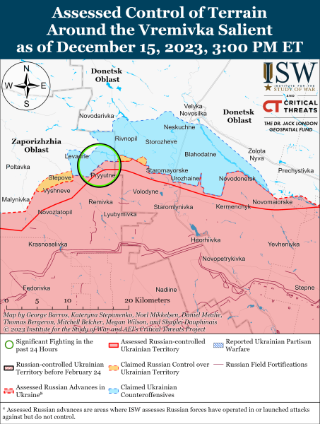 Mappa delle operazioni militari per il 16 dicembre 2023 - situazione al fronte