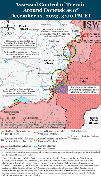 Mappa delle operazioni militari al 13 dicembre 2023 - situazione al fronte