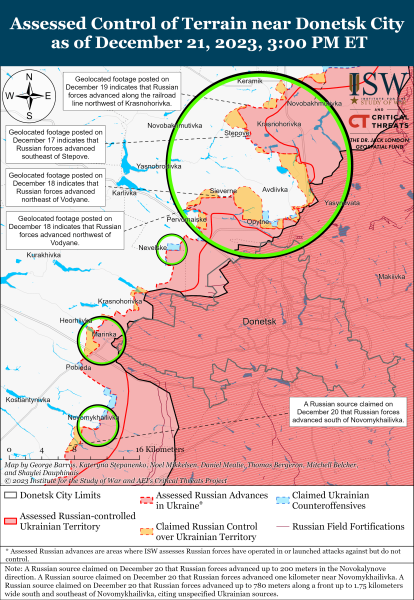 Mappa delle operazioni militari al 22 dicembre 2023 - situazione al fronte