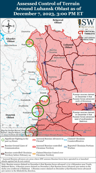 Mappa delle operazioni militari all'8 dicembre 2023 - situazione al fronte