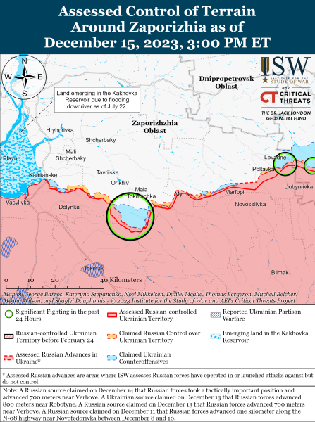 Mappa delle operazioni militari per il 16 dicembre 2023 – situazione al fronte