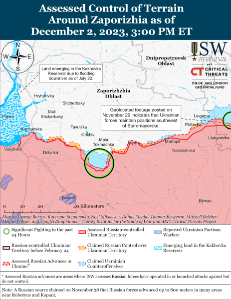 Mappa delle operazioni militari al 3 dicembre 2023 - situazione al fronte