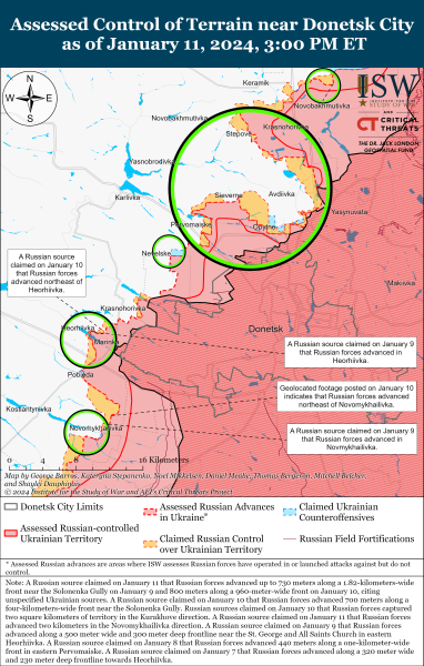 Mappa delle operazioni militari al 12 gennaio 2024 - situazione al fronte