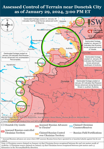 Mappa delle operazioni militari al 30 gennaio 2024 — situazione al fronte