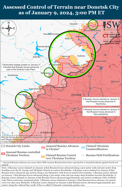 Mappa delle operazioni militari del 10 gennaio 2024 - la situazione al fronte 