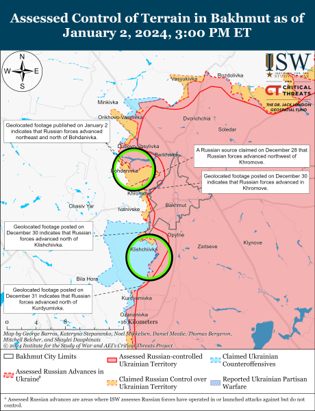 Mappa delle operazioni militari del 3 gennaio 2024 - situazione al fronte