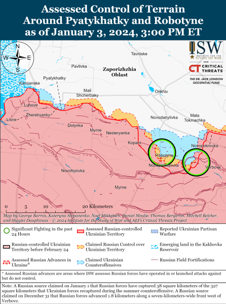 Mappa delle operazioni militari del 4 gennaio 2024 - la situazione al fronte