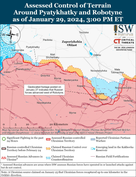 Mappa delle operazioni militari al 30 gennaio 2024 — situazione al fronte