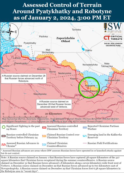 Mappa delle operazioni militari al 3 gennaio 2024 - situazione al fronte