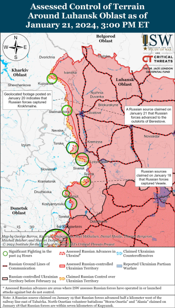  Mappa delle operazioni militari del 22 gennaio 2024 - situazione al fronte
