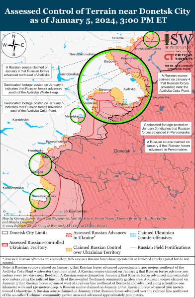 Mappa delle operazioni militari per il 6 gennaio 2024 - situazione al fronte