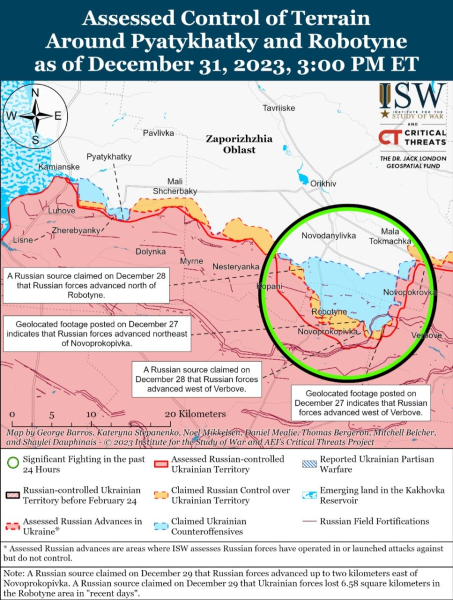 Mappa delle operazioni militari del 2 gennaio 2024 - situazione al fronte