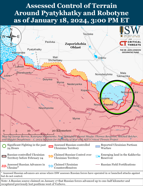 Mappa delle operazioni militari al 19 gennaio 2024 - situazione al fronte