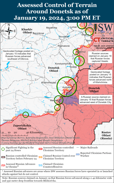 Mappa delle operazioni militari per il 20 gennaio 2024 - situazione al fronte